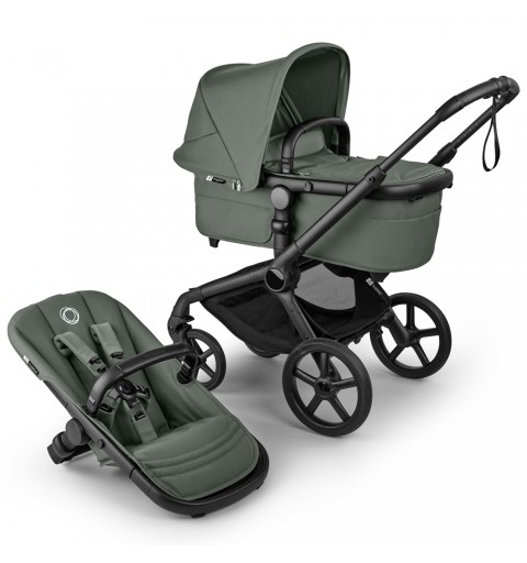Bugaboo Fox 5 Renew - wózek wielofunkcyjny, zestaw 2w1 z opcją 3w1 i 4w1 | Black / Forest Green - Forest Green